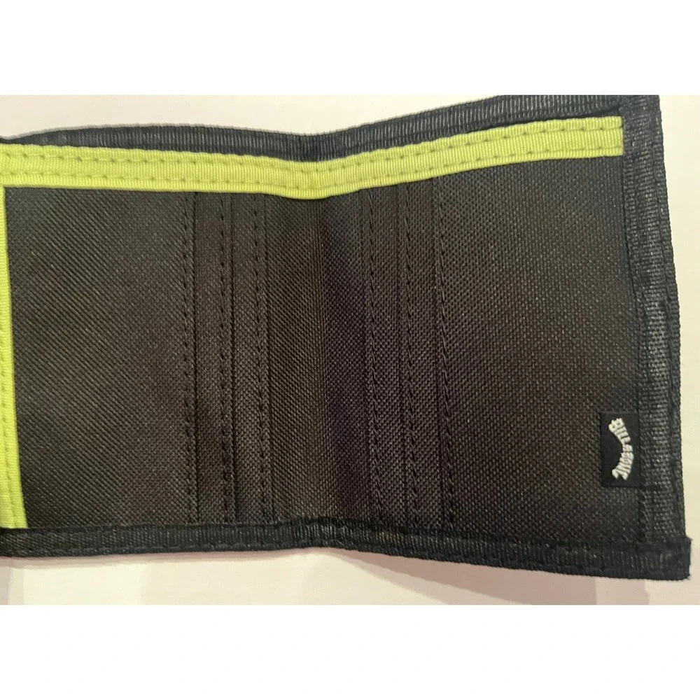 Billabong Tri-Fold Tribong Wallet with Zipper Pouch and Card Holder Black Velcro